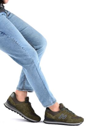 کفش اسنیکر خاکی زنانه بند دار چرم طبیعی چرم طبیعی کد 237780780