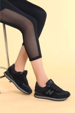 کفش اسنیکر مشکی زنانه بند دار چرم طبیعی چرم طبیعی کد 237788317