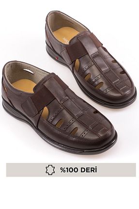 صندل قهوه ای مردانه پاشنه تخت maximoda - کد 92876733