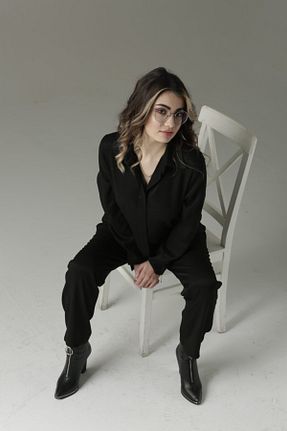 ست بالاتنه و پائین تنه مشکی زنانه بافتنی NGA - کد 237890048