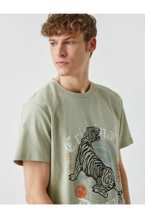 تی شرت خاکی مردانه رگولار یقه گرد پنبه (نخی) کد 237359476