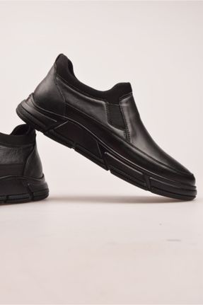 کفش کژوال مشکی مردانه چرم طبیعی پاشنه کوتاه ( 4 - 1 cm ) پاشنه ساده کد 238460508