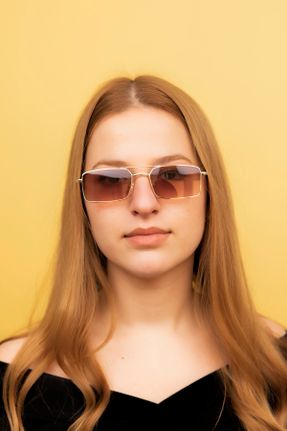عینک آفتابی طلائی زنانه 54 UV400 فلزی کد 237896646