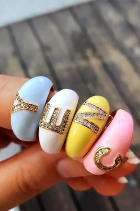 انگشتر جواهر سفید زنانه روکش طلا کد 239030374