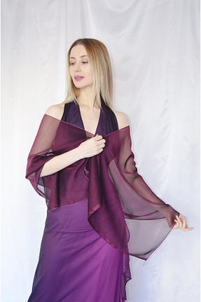 شال بنفش زنانه شیفون parlakmoda - کد 240136670