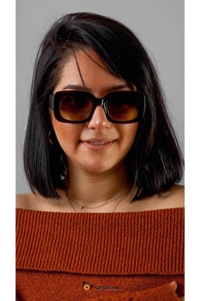 عینک آفتابی قهوه ای زنانه 47 UV400 سایه روشن مستطیل کد 99024946