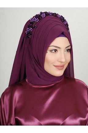 روسری بنفش کرپ Yasmin S