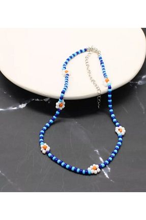 گردنبند جواهر آبی زنانه شیشه İPAR AKSESUAR - کد 238859113