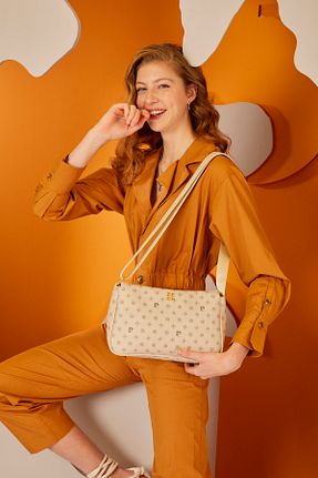 کیف دوشی بژ زنانه چرم مصنوعی Pierre Cardin - کد 218165770