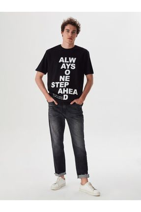 تی شرت مشکی مردانه رگولار یقه گرد تکی کد 239991983