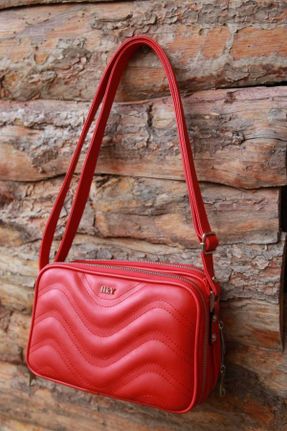 کیف دوشی قرمز زنانه پارچه نساجی کد 68050623