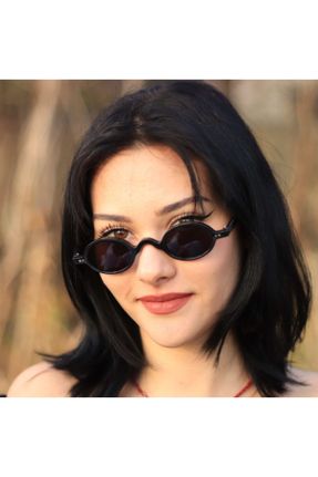 عینک آفتابی مشکی زنانه 45 UV400 استخوان مات بیضی کد 126433239