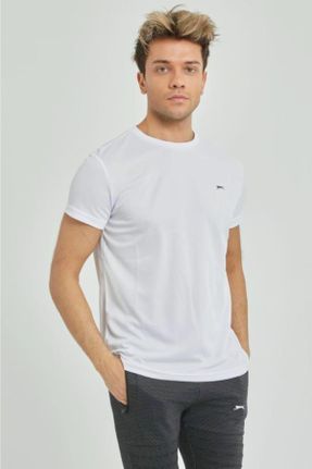 تی شرت سفید مردانه Fitted پلی استر یقه گرد تکی کد 241185518