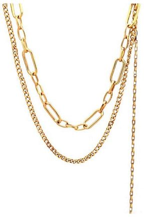 گردنبند استیل ( فولاد ) طلائی زنانه زنجیر Welch Steel - کد 241264873