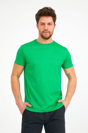 تی شرت سبز مردانه رگولار یقه گرد پلی استر تکی کد 241516779