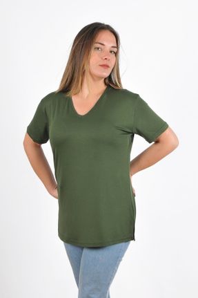 تی شرت خاکی زنانه سایز بزرگ ویسکون کد 241764212