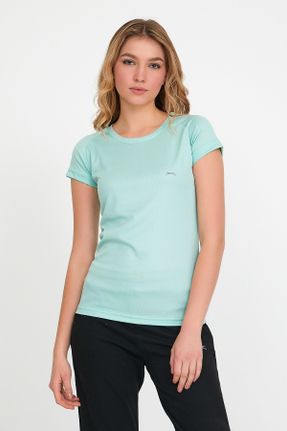 تی شرت سبز زنانه رگولار یقه گرد پنبه (نخی) تکی کد 240101104