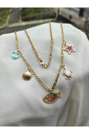 گردنبند جواهر طلائی زنانه روکش طلا HAYALLER ÜLKESİ - کد 240880433