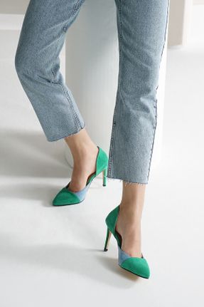کفش استایلتو سبز پاشنه نازک پاشنه متوسط ( 5 - 9 cm ) کد 240991443