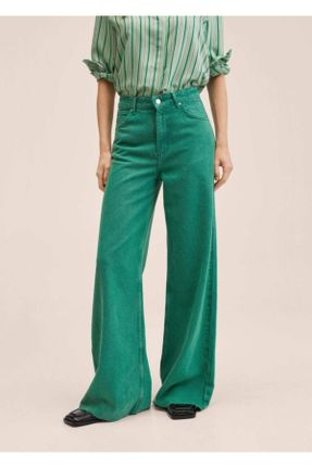شلوار جین سبز زنانه فاق بلند کد 200122935