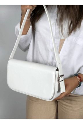 کیف دوشی سفید زنانه چرم مصنوعی کد 49611665