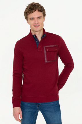 سوئیشرت زرشکی مردانه ساده U.S. Polo Assn. - کد 242436974