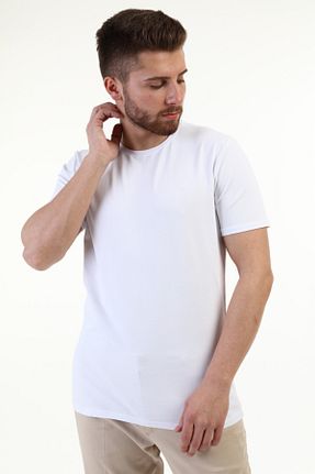 تیشرت سفید مردانه رگولار YmzModa - کد 87199284