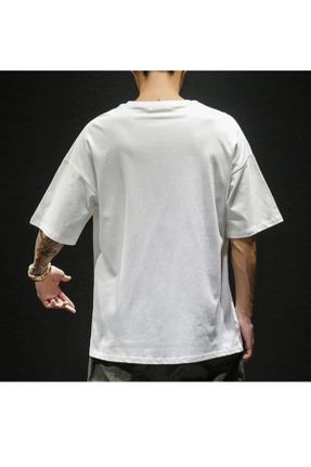 تی شرت سفید مردانه اورسایز یقه گرد پارچه ای تکی کد 242248918