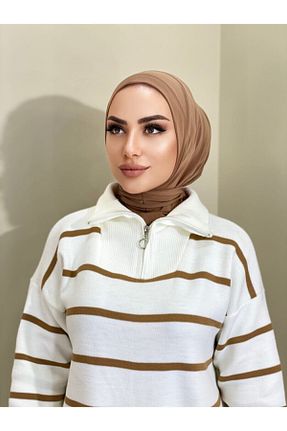 شال قهوه ای زنانه پنبه ای R&S modibone - کد 242257030