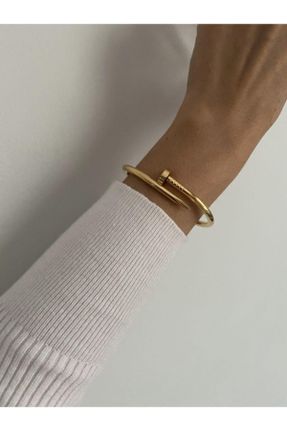 دستبند استیل طلائی زنانه فولاد ( استیل ) کد 62824628