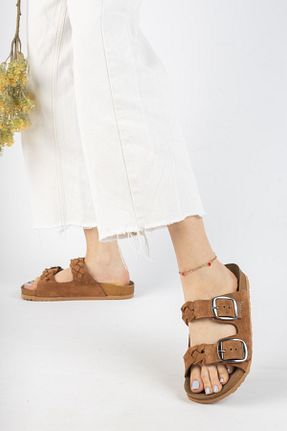 صندل قهوه ای زنانه پاشنه تخت PASSAGE SHOES - کد 244703105