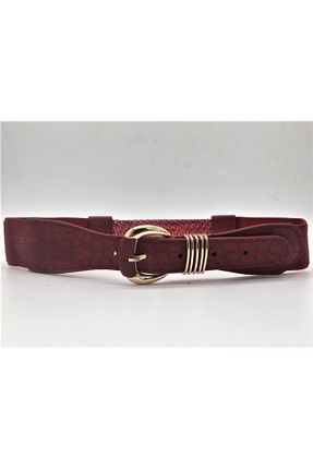 کمربند زرشکی زنانه چرم مصنوعی ASLIHAN KEMER - کد 245189318