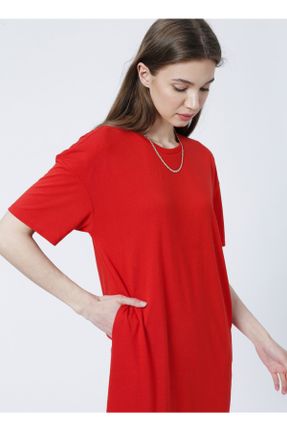 لباس قرمز زنانه بافتنی رگولار آستین-کوتاه کد 244787256