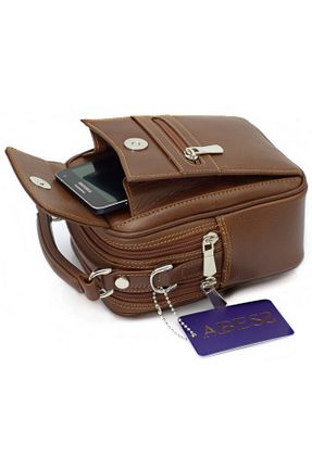 کیف دوشی قهوه ای مردانه چرم خالص ABESS - کد 244814482