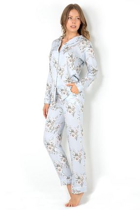 ست لباس راحتی آبی زنانه گلدار DoReMi - کد 107554142