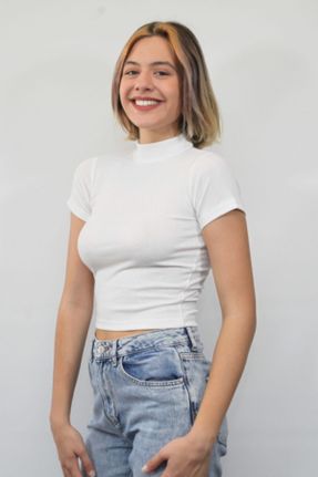 تی شرت نباتی زنانه رگولار یقه اسکی پنبه (نخی) کد 53558984