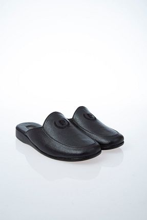 دمپائی خانگی مشکی مردانه چرم خالص Pierre Cardin - کد 247532240