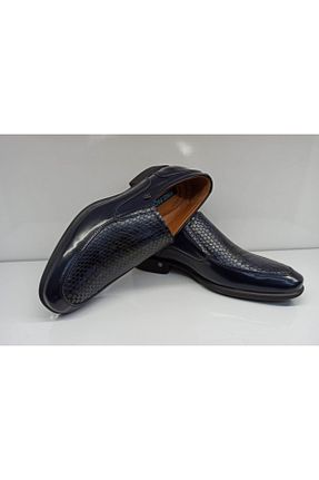 کفش کلاسیک سرمه ای مردانه چرم خالص KİNG PAOLO - کد 79033100