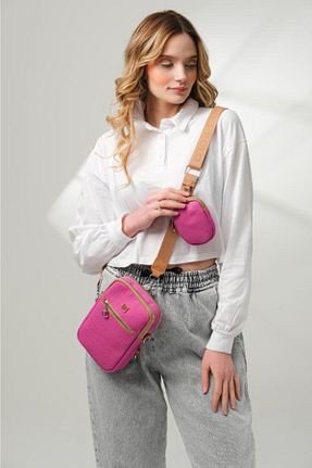 کیف دوشی صورتی زنانه چرم مصنوعی Just Polo - کد 248285839