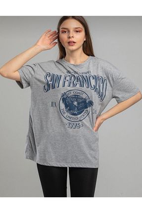 تیشرت طوسی زنانه اورسایز VESTIR BIEN - کد 248272317