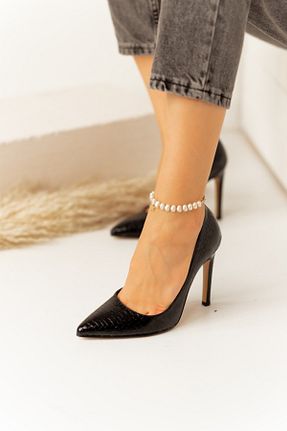 کفش پاشنه بلند کلاسیک مشکی زنانه ساتن Lİmar Shoes - کد 218632646