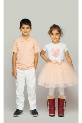 ست بالاتنه و پائین تنه نارنجی بچه گانه بافتنی Nacar - کد 250239484