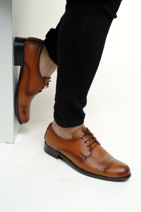 کفش کلاسیک قهوه ای مردانه چرم مصنوعی پاشنه کوتاه ( 4 - 1 cm ) پاشنه ساده کد 249621619