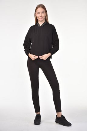 سوئیشرت مشکی زنانه ساده DRR Moda - کد 83224443