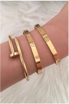 دستبند جواهر طلائی زنانه فولاد ( استیل ) کد 164434630