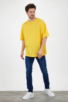 تی شرت زرد زنانه اورسایز یقه گرد کد 251272302