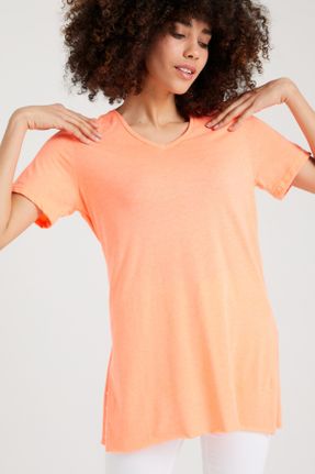 تی شرت نارنجی زنانه رگولار کد 47365232