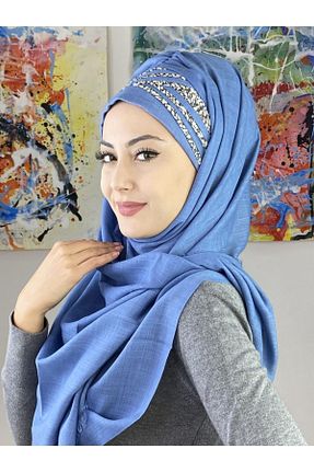 شال آبی زنانه پنبه ای BUTİKAMBAR - کد 251831784