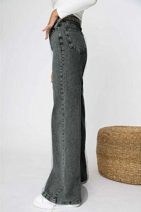 شلوار جین طوسی زنانه پاچه پهن Trn JNS - کد 248469004