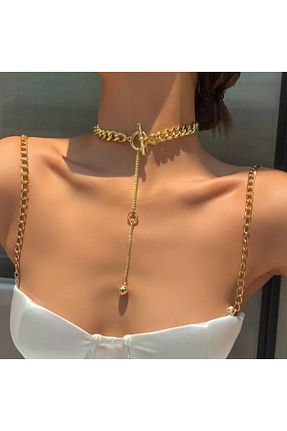 گردنبند جواهر طلائی زنانه استیل ضد زنگ İPAR AKSESUAR - کد 221545320